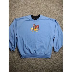 Women's L Liberty Lane Double Collar Sweatshirt HEN AND CHICK Fall SZ 2XL 90's